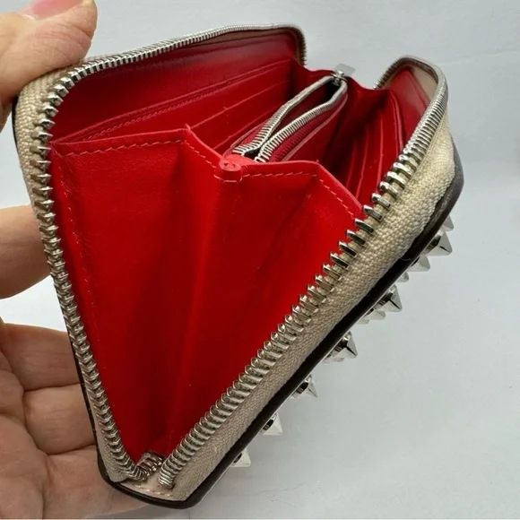 Christian Louboutin Blush zip around Studded Wallet